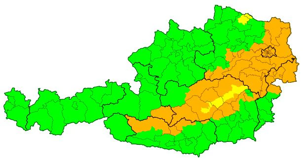 Aktuelle Sturm-Warnungen für Österreich. 