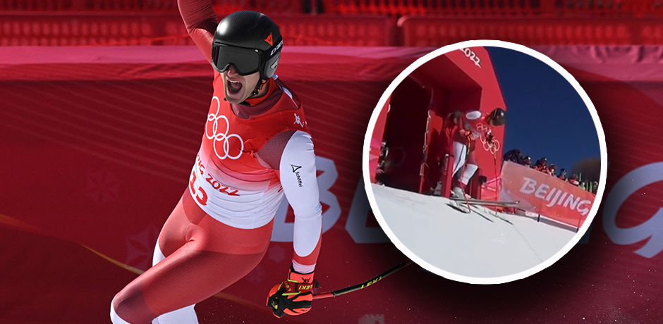 Das Hoppala von Matthias Mayer am Start. 