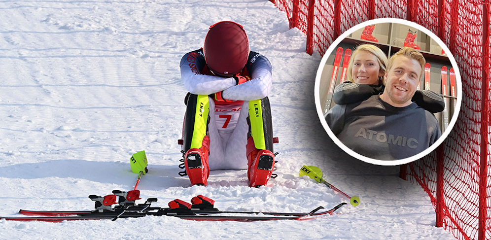 Aleksander Aamodt Kilde spricht seiner Freundin Mikaela Shiffrin Mut zu. 