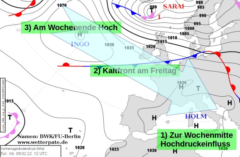 Der Fahrplan für den Rest der Woche: Nach der Kaltfront am Freitag folgt ein weiteres Hoch