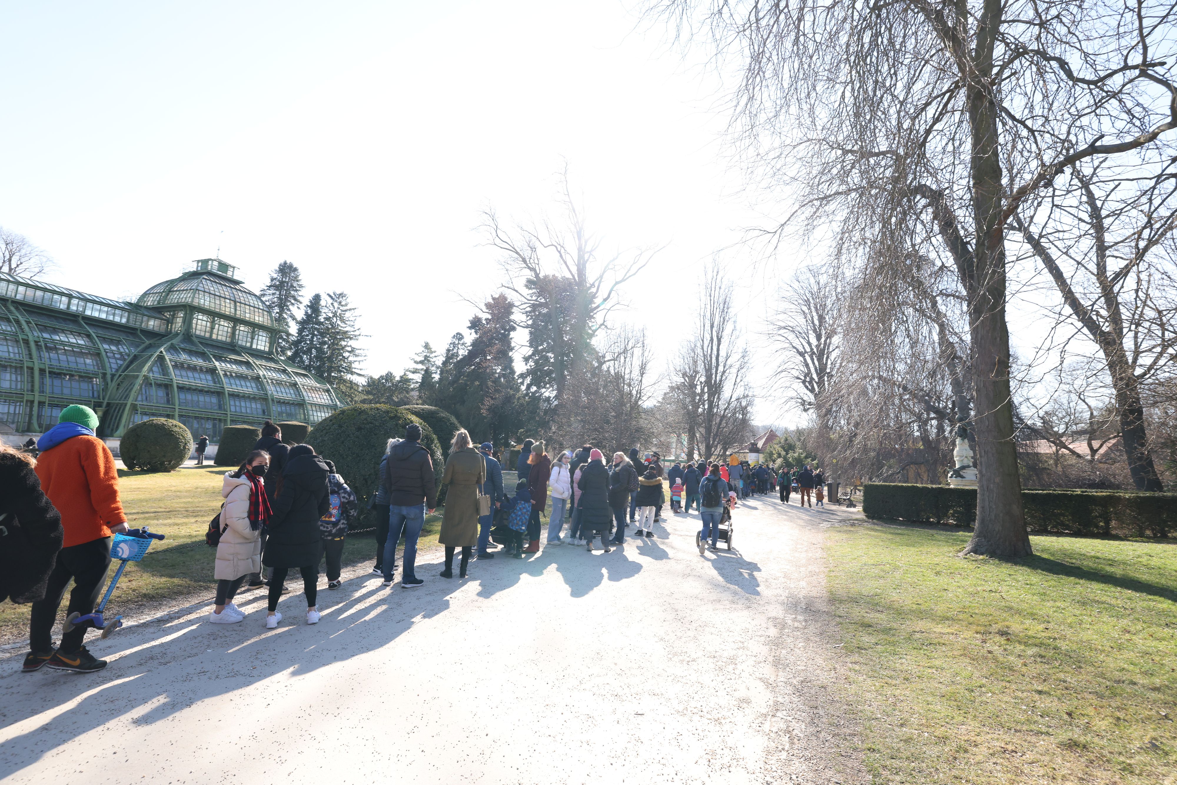 Meterlange Warte-Schlange vor dem Tiergarten Schönbrunn in Wien-Hietzing