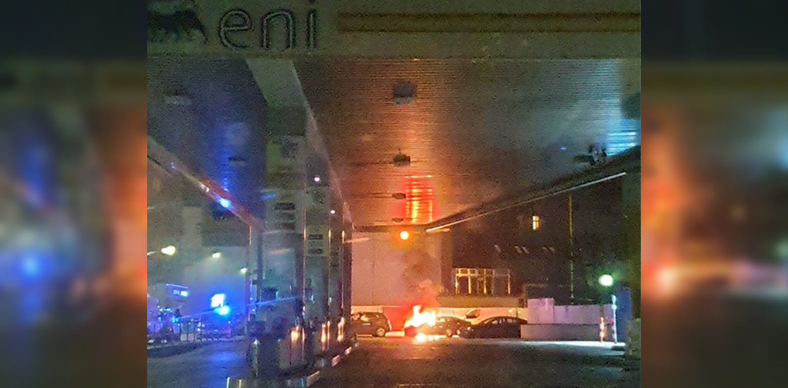 Bei einer Tankstelle in Wien-Favoriten brannte es in der Nacht auf Montag.