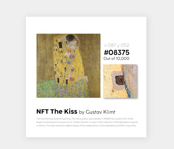 Die NFTs können auf der Plattform thekiss.art wie bisher zu einem Stückpreis von 1.850 Euro oder 0,65 Ethereum erworben werden.