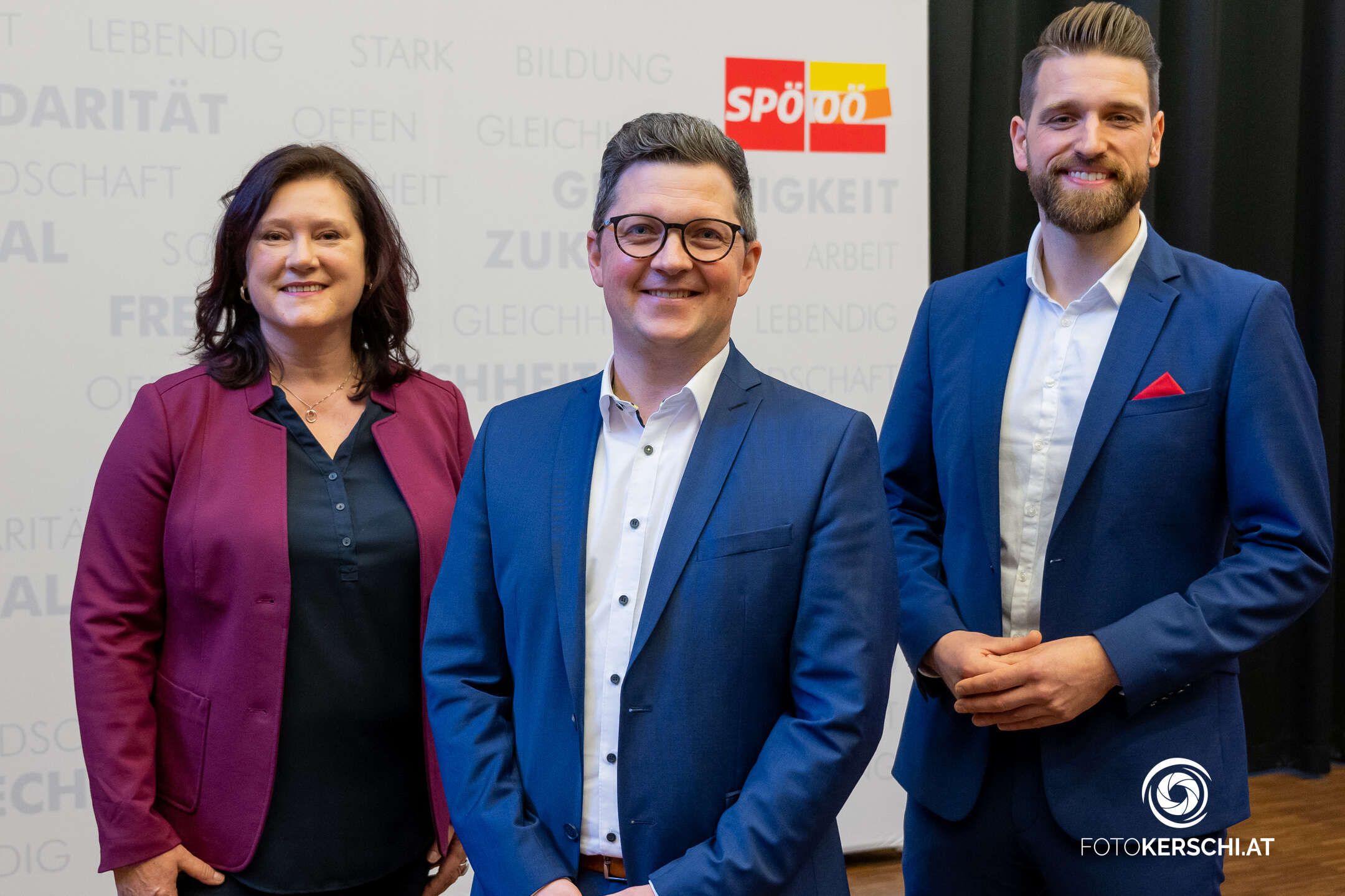 Die neue Klubchefin Sabine Engleitner-Neu, der neue SPOÖ-Chef Michael Lindner und SPOÖ-Landesgeschäftsführer Florian Koppler.