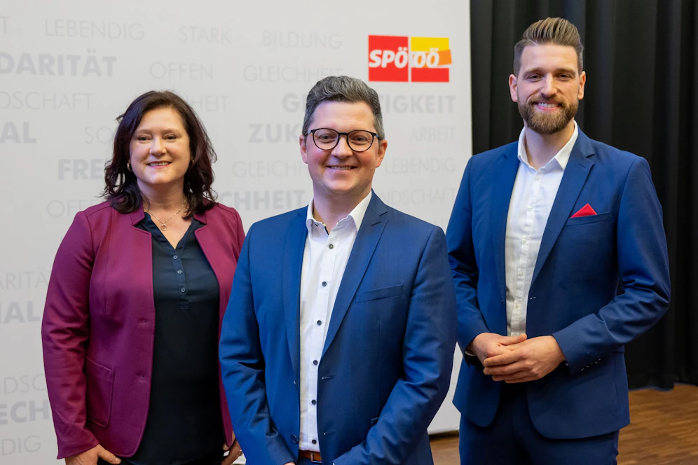 Sabine Engleitner-Neu wird Klubvorsitzende, der designierte Parteichef Michael Lindner und Florian Koppler neuer SPÖ- Landesgeschäftsführer.