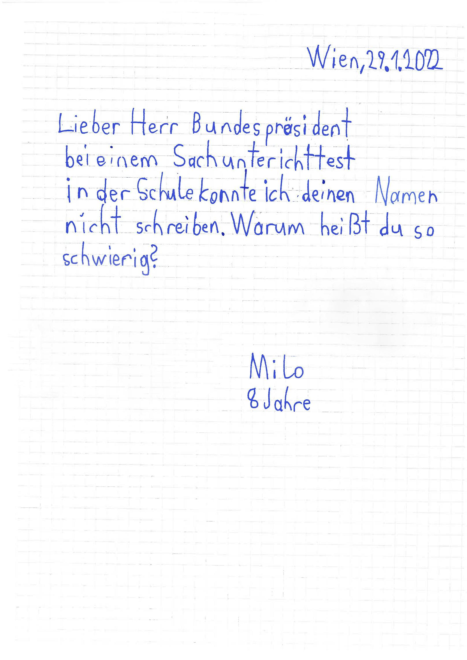 Milo (8) fragt: "Warum heißt du so schwierig?"