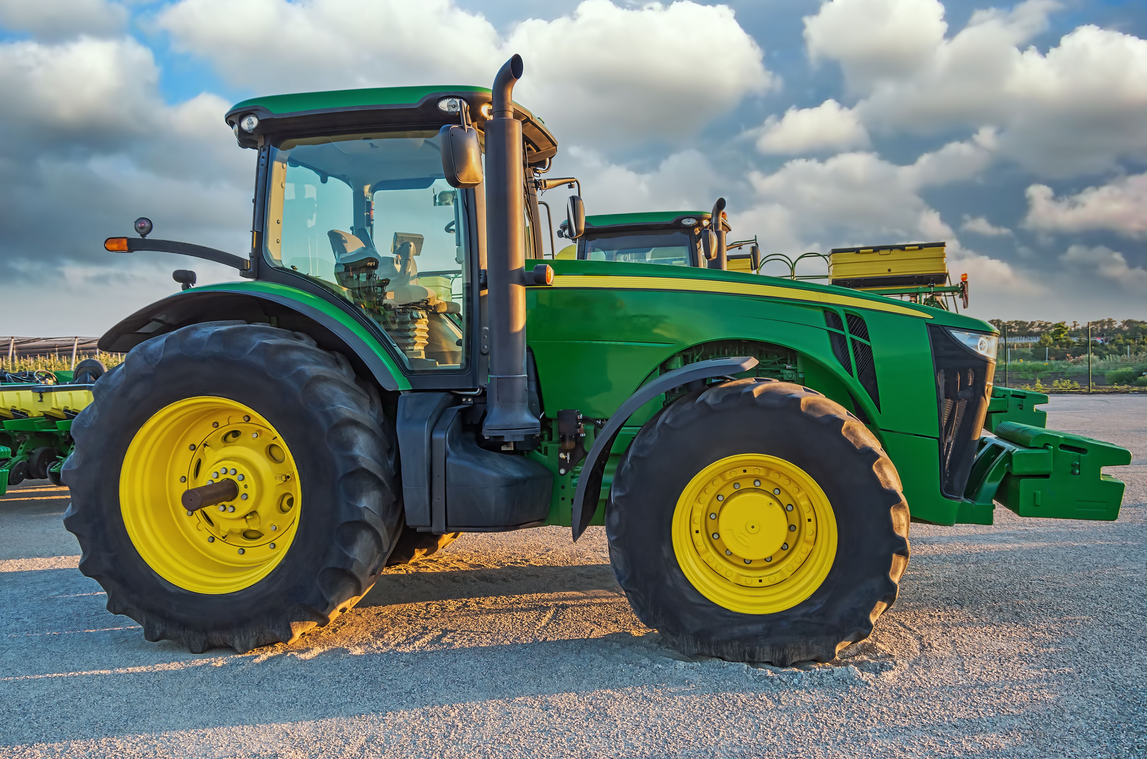 Dnipro, Ukraine - August 04, 2020: Photo of agricultural machine - wheeled row-crop tractor at the annual agricultural exhibition of farm machinery