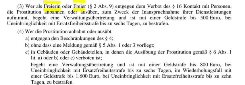 Das Gesetz spricht nun von "Freierin und Freier"