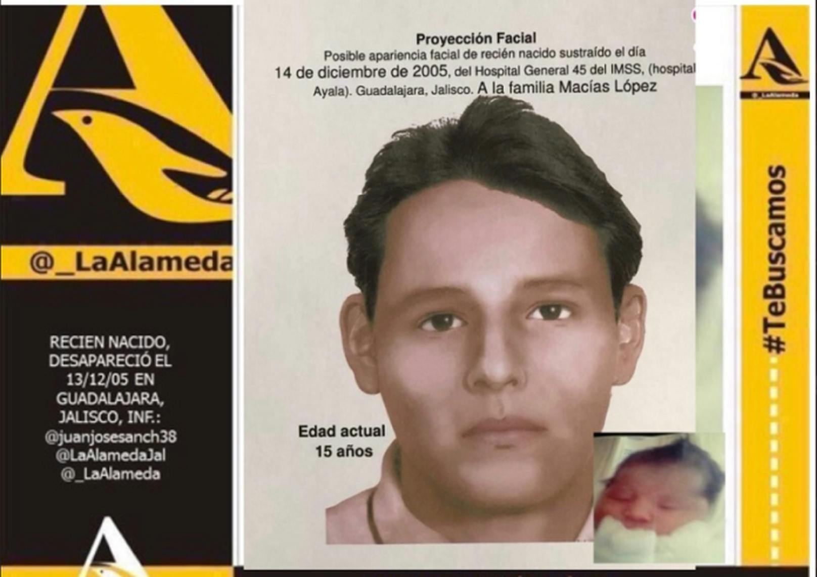 Eine Gesichtsanalyse-Software hat anhand eines Babyfotos ein Bild erstellt, wie der Junge heute aussehen könnte.