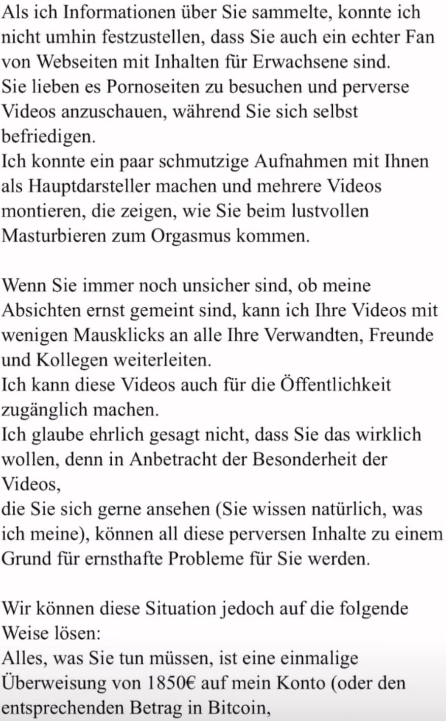Ein Auszug aus der Email.