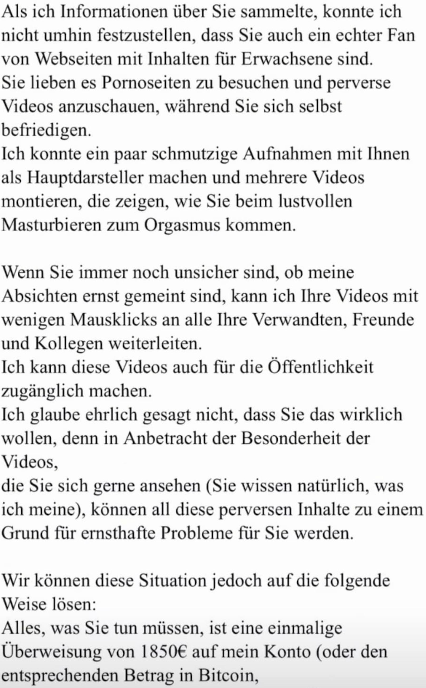 Ein Auszug aus der Email.