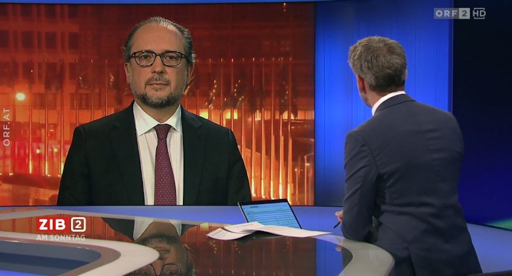 Außenminister Alexander Schallenberg in der ZIB2