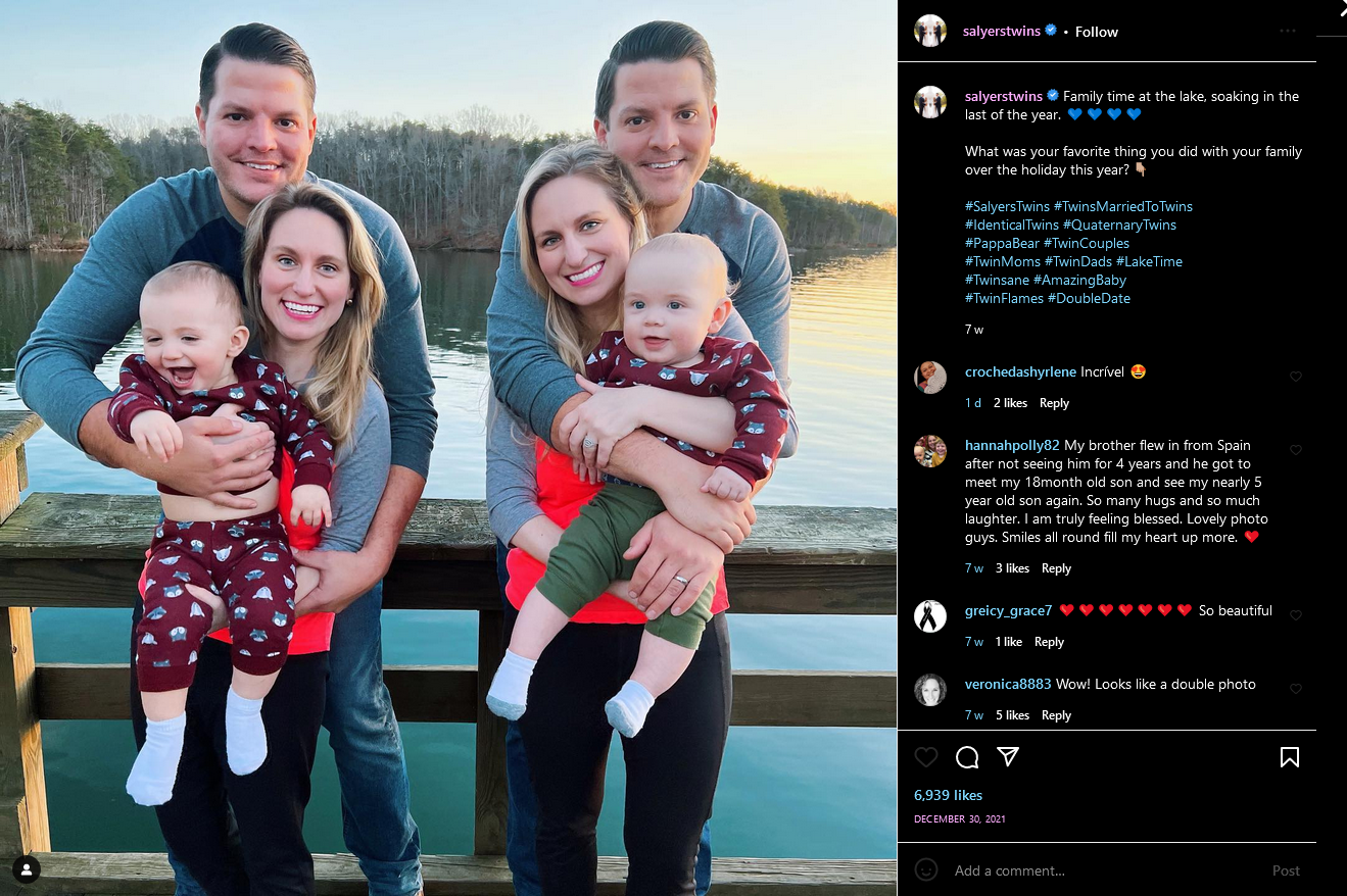 Nein, Sie sehen nicht doppelt: Zwillingsbrüder haben Zwillingsschwestern geheiratet.