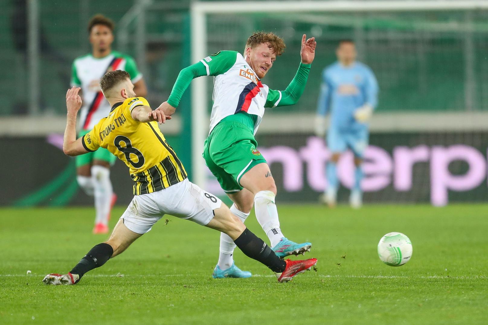 Große Erleichterung dann im Conference-League-Sechzehntelfinale! Rapid gewann das Hinspiel gegen Vitesse Arnheim mit 2:1. Druijf erzielte sein erstes Tor.