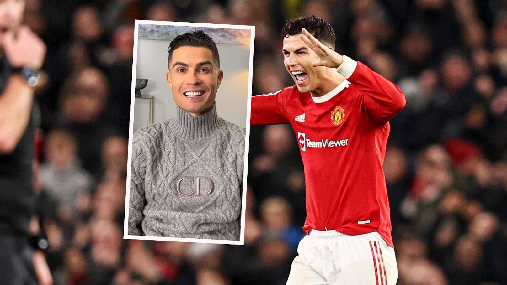 Ronaldo im Dior-Pulli und im United-Trikot