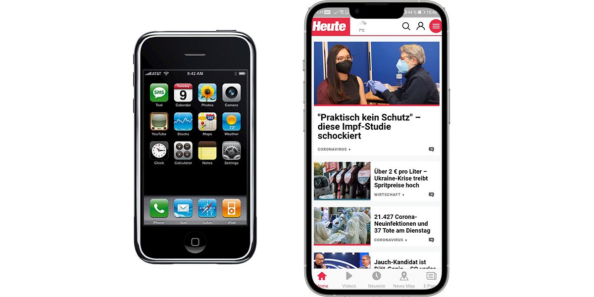 Visionär: Das erste iPhone kam 2007 auf den Markt, zeitgleich ging "Heute" online.