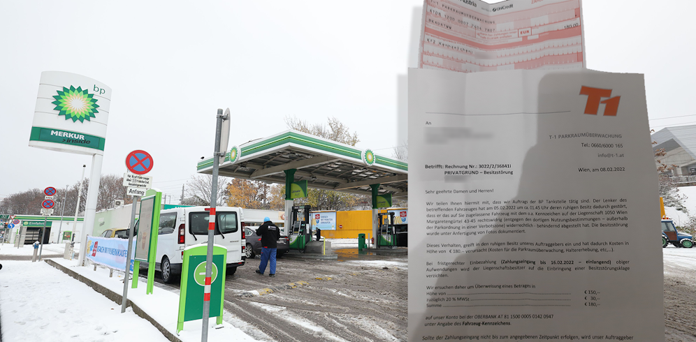 Abermals tappte ein Wiener in die Parkfalle bei dieser Tankstelle.