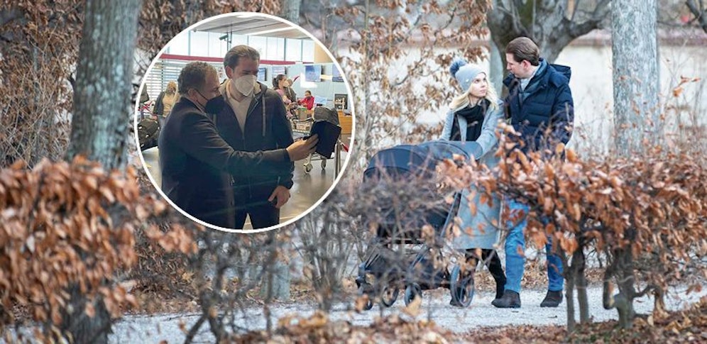 Sebastian Kurz beim Spaziergang mit Freundin und Sohn – und am Airport