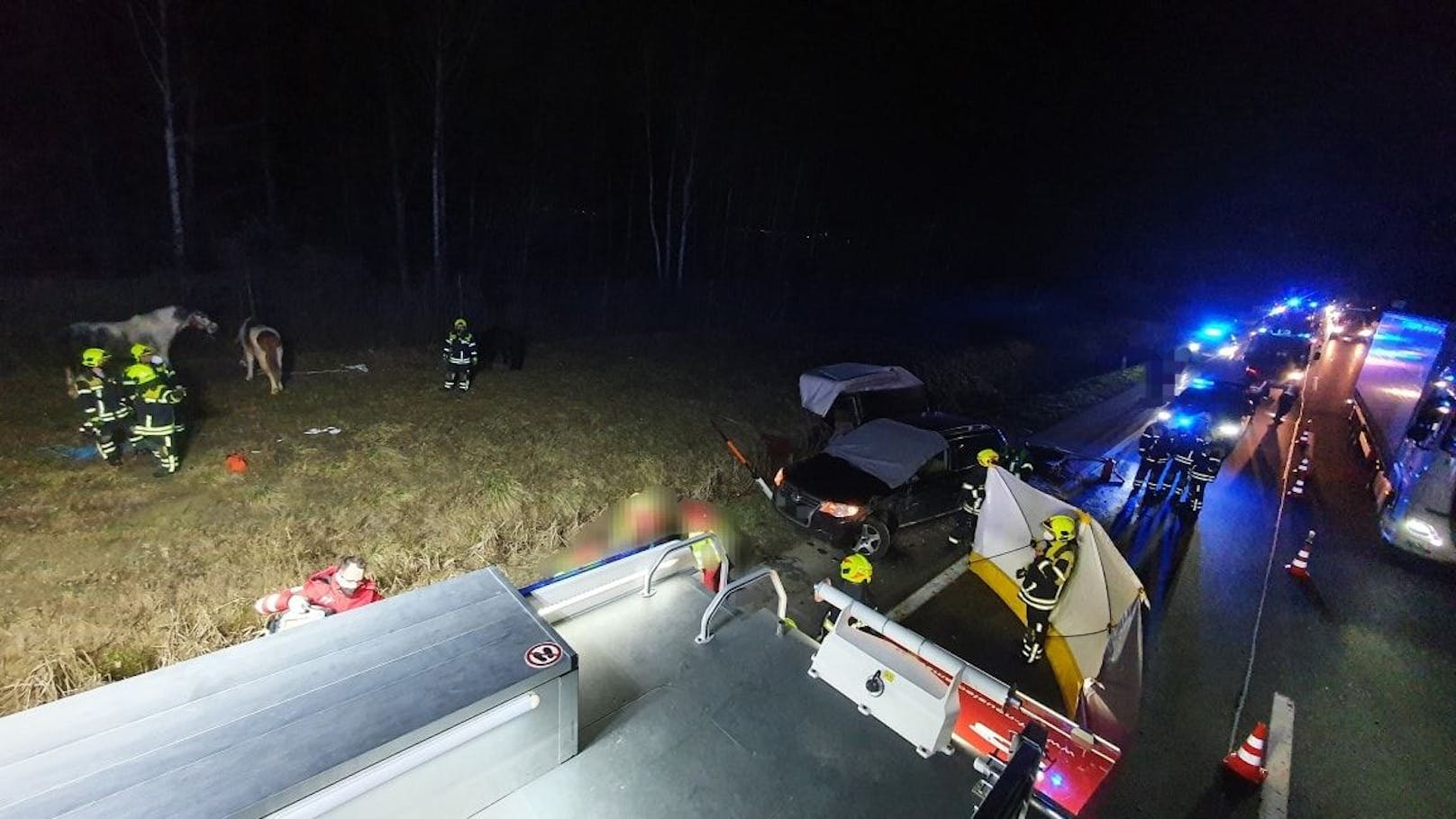 Klein-Lkw kracht in Pferdeanhänger – ein Mann wurde auf dem Pannenstreifen getötet. (22. Februar 2022)