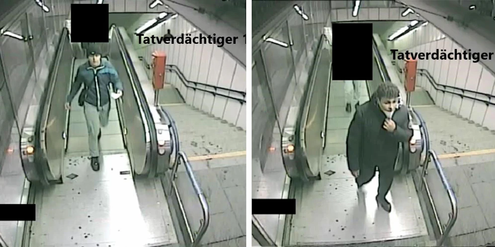 Die Polizei sucht nach diesen beiden Männern wegen des Verdachts des schweren Raubes.