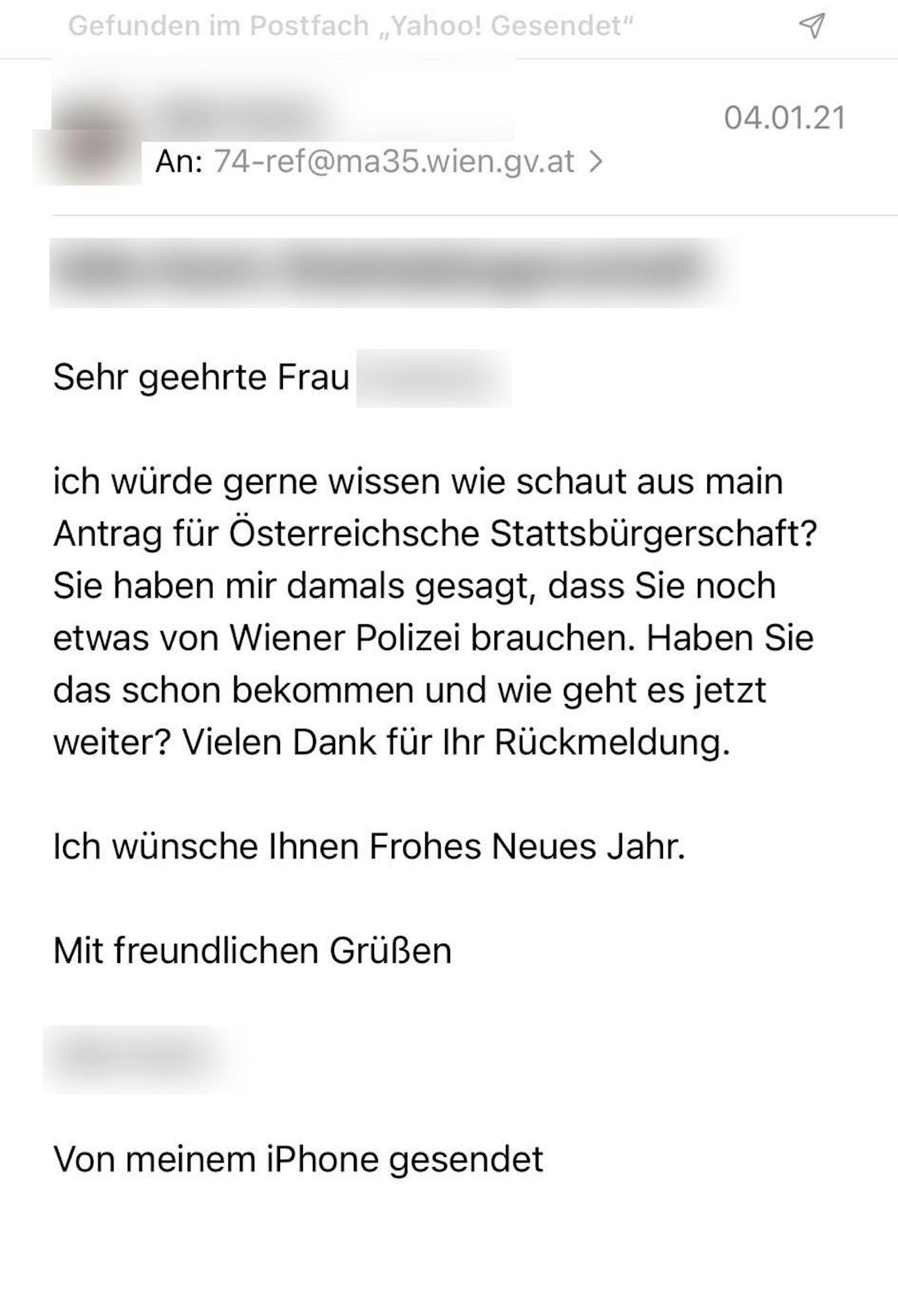 Seither passiert nichts – der Wiener wandte sich Anfang 2021 erstmals an die MA35.