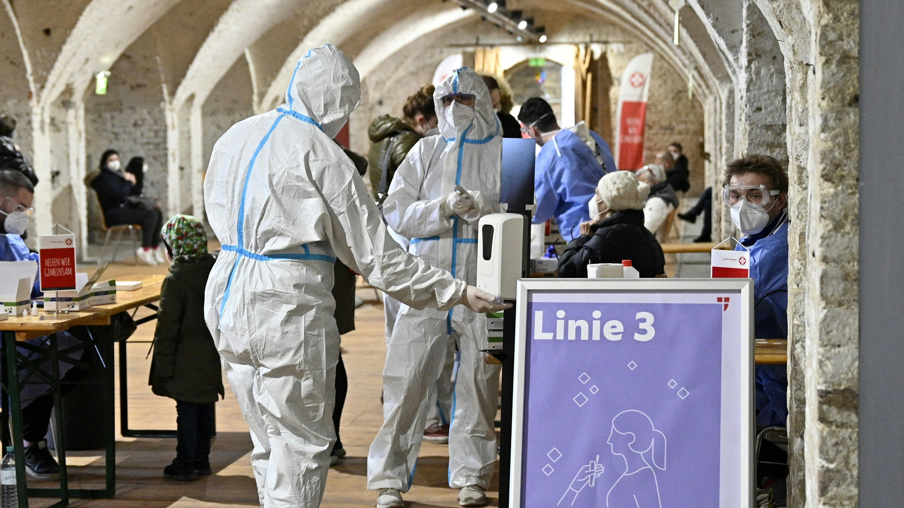 Corona-Teststraße in Wien-Simmering