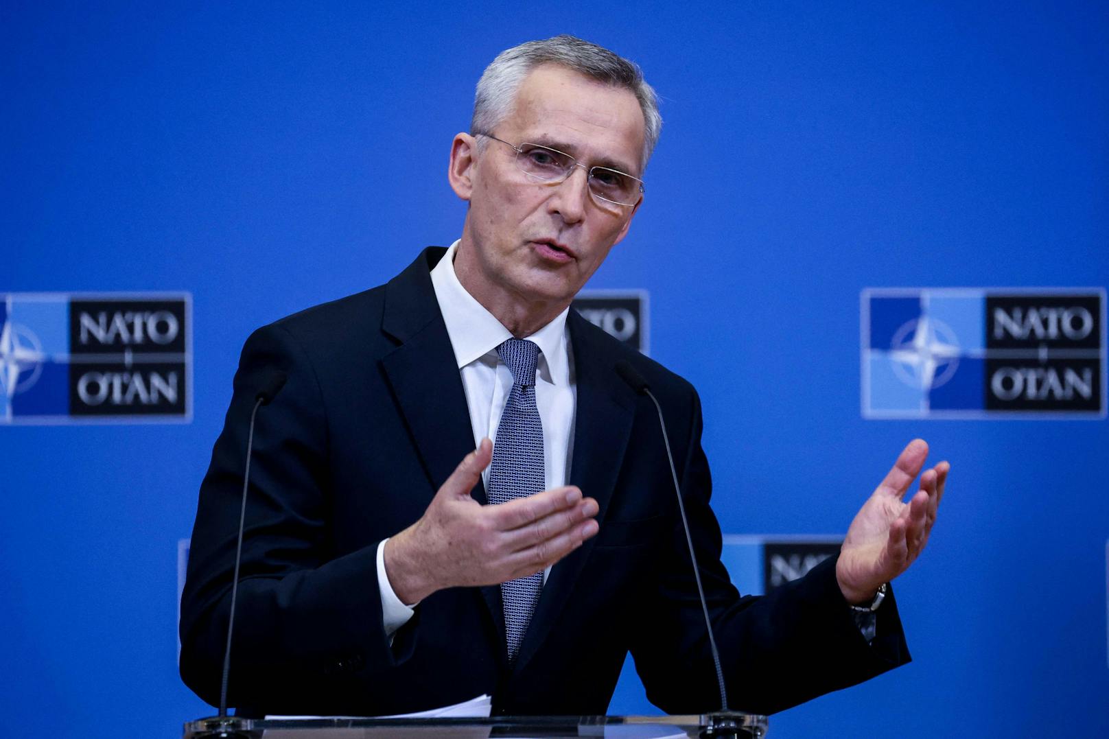 NATO-Generalsekretär Jens Stoltenberg am Freitag, 25.02.2022. 