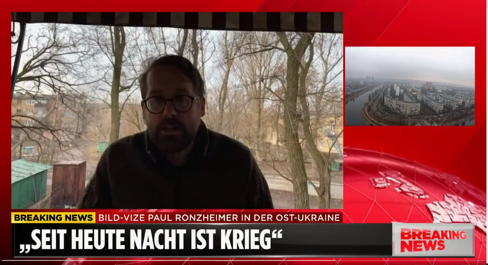 "Bild"-Star-Reporter Paul Ronzheimer konnte sich am Donnerstag bei einer Live-Schaltung in die Ukraine nicht mehr halten.&nbsp;