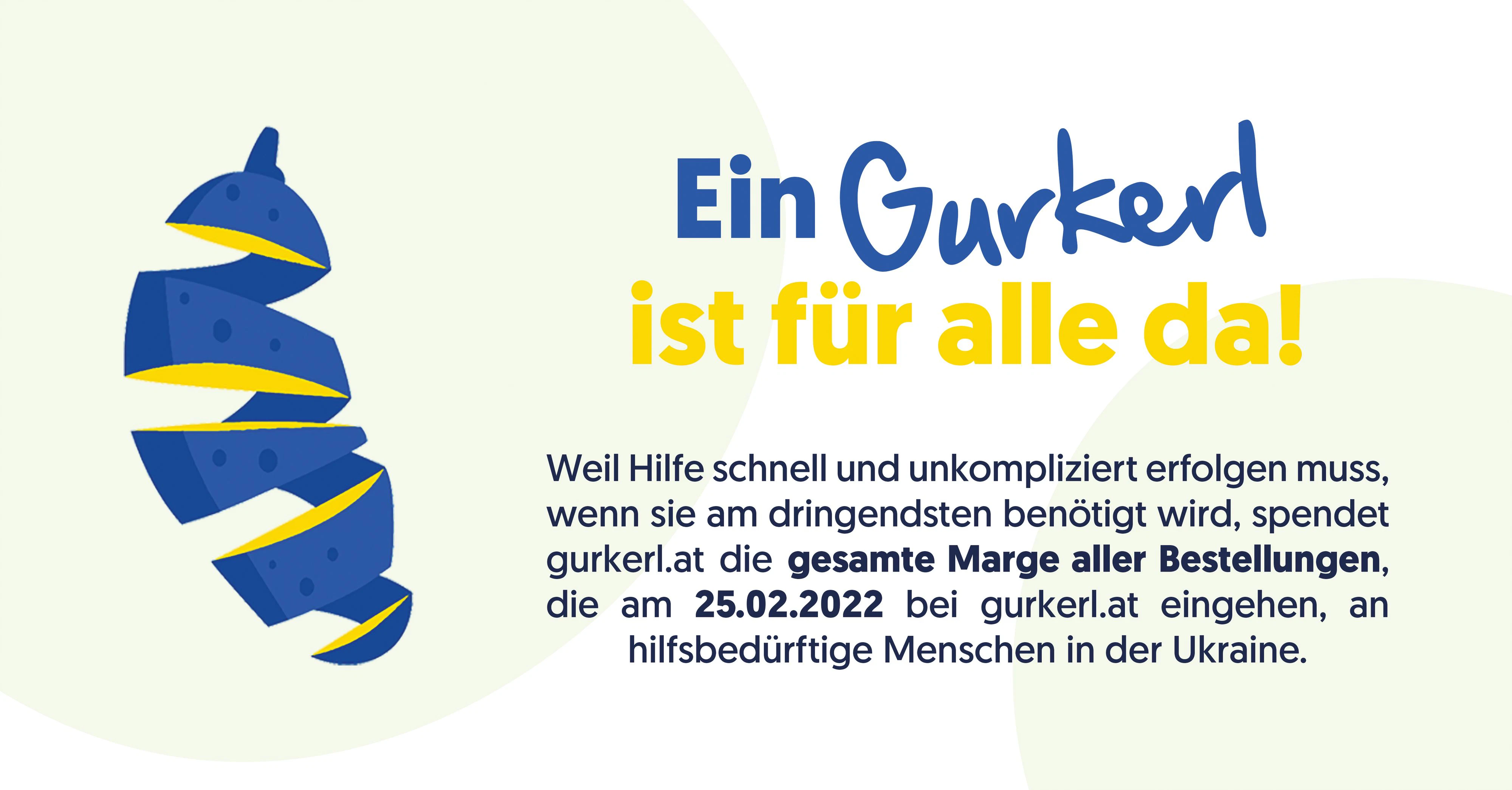 gurkerl.at spendet gesamte Marge aller heutigen Bestellungen an die Menschen in der Ukraine.