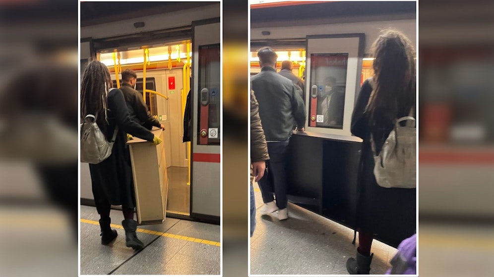 Zu zweit transportierten die beiden ein Bücherregal quer durch die Stadt