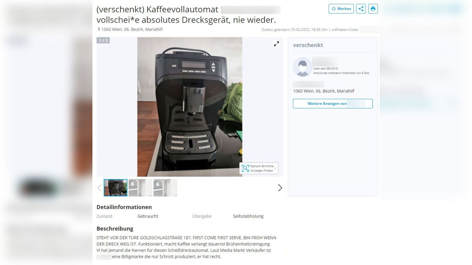 27.02.2022: Harte Worte für den Kaffeevollautomat – <a href="https://www.heute.at/s/wut-wiener-will-drecks-kaffeemaschine-loswerden-100192612">Weiterlesen &gt;&gt;&gt;</a>