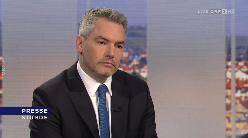 Bundeskanzler Karl Nehammer in der ORF-Pressestunde am Sonntag.