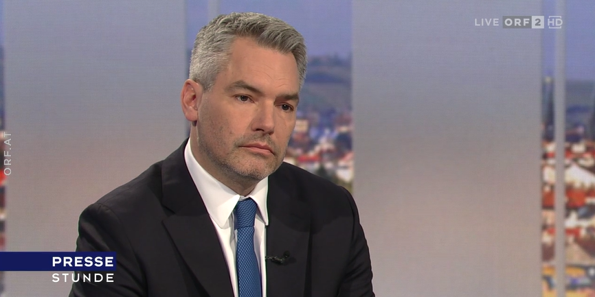 Bundeskanzler Karl Nehammer in der ORF-Pressestunde am Sonntag.