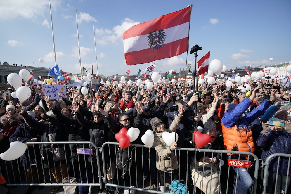 Eine Corona-Demo in Wien am 27. Februar 2022