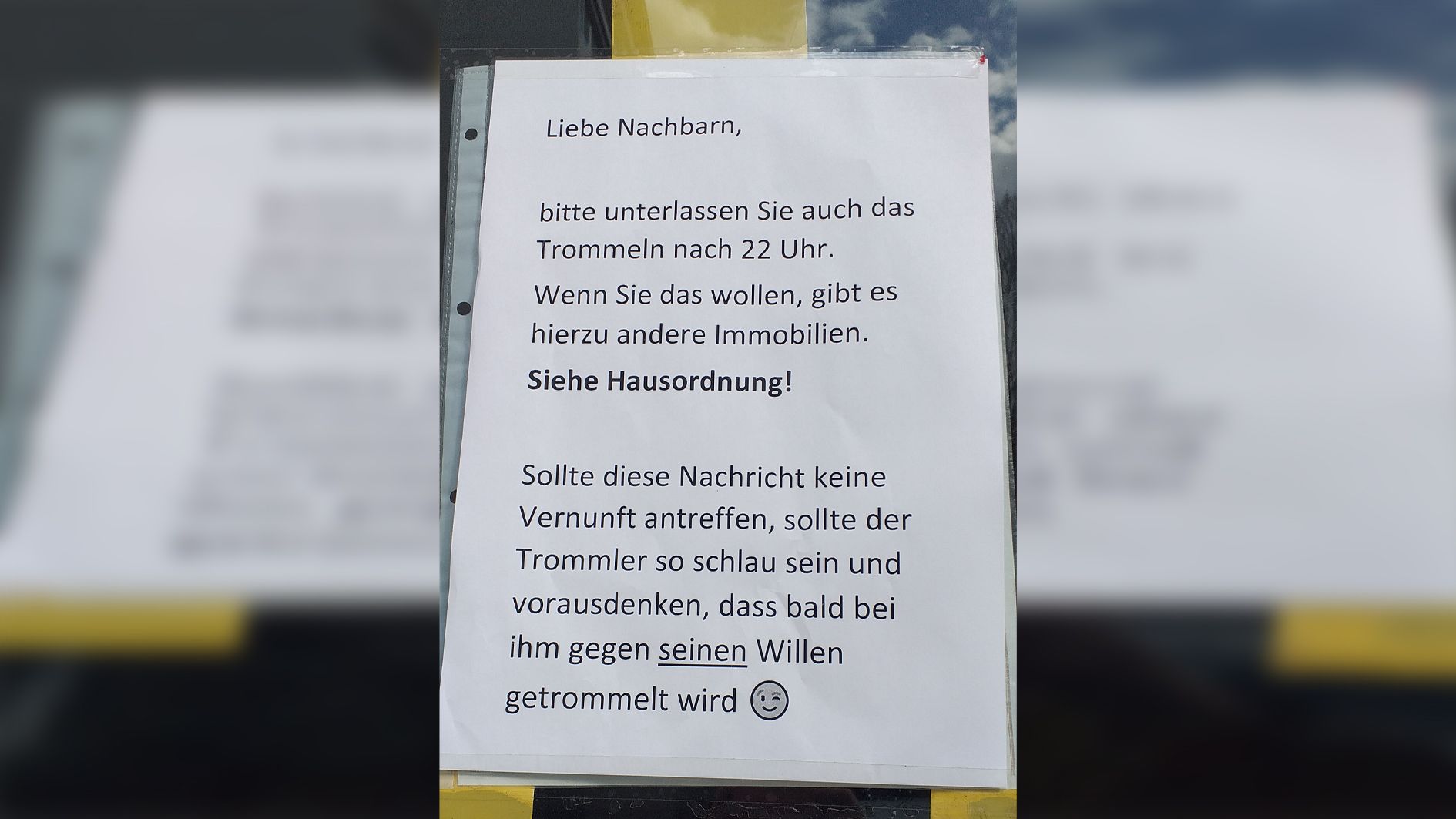 Der Wiener fordert kein Trommeln nach 22.00 Uhr