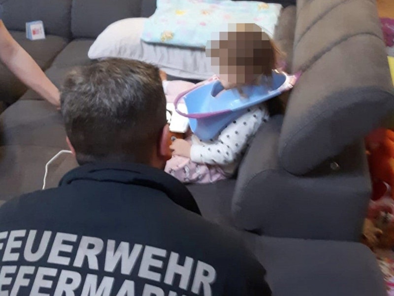 Die Morgentoilette verlief für eine Zweijährige in Kefermarkt nicht wie geplant.