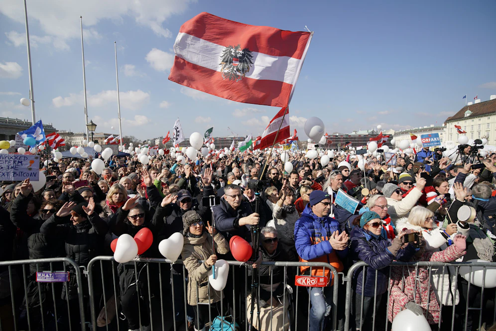 Eine Corona-Demo in Wien am 27. Februar 2022.