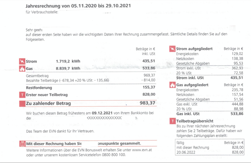 Die Jahresabrechnung 2021