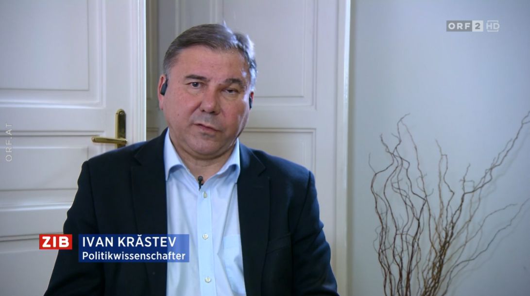 Star-Politologe Ivan Krastev zu Gast in der ZIB2 bei Armin Wolf am 28. Februar 2022.