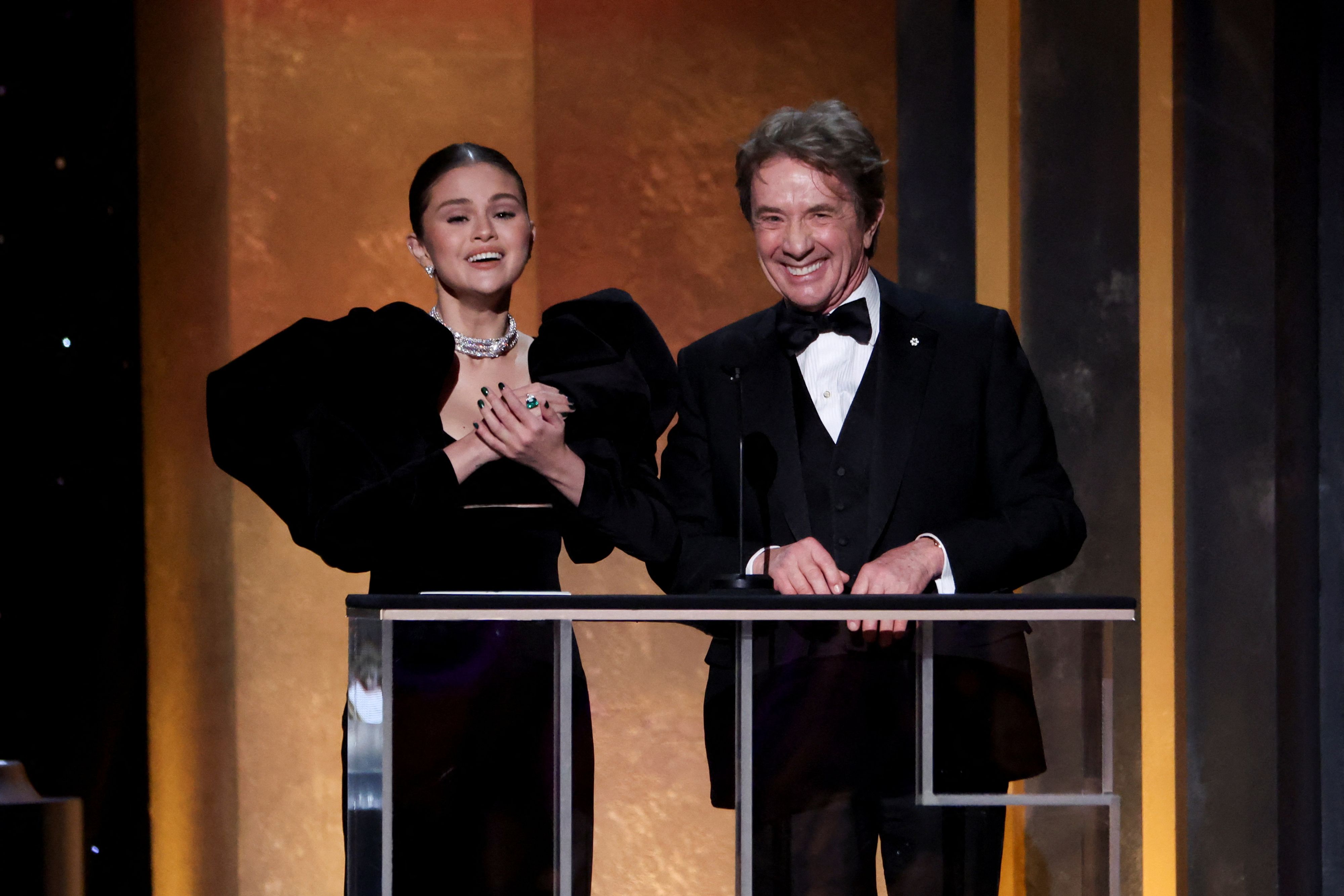 Selena Gomez and Martin Short on stage at the 28th Screen Actors Guild Awards, in Santa Monica, California, U.S., February 27, 2022. REUTERS/Mario Anzuoni 