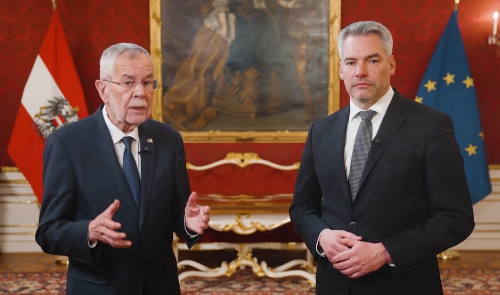 Bundespräsident Alexander Van der Bellen und Bundeskanzler Karl Nehammer