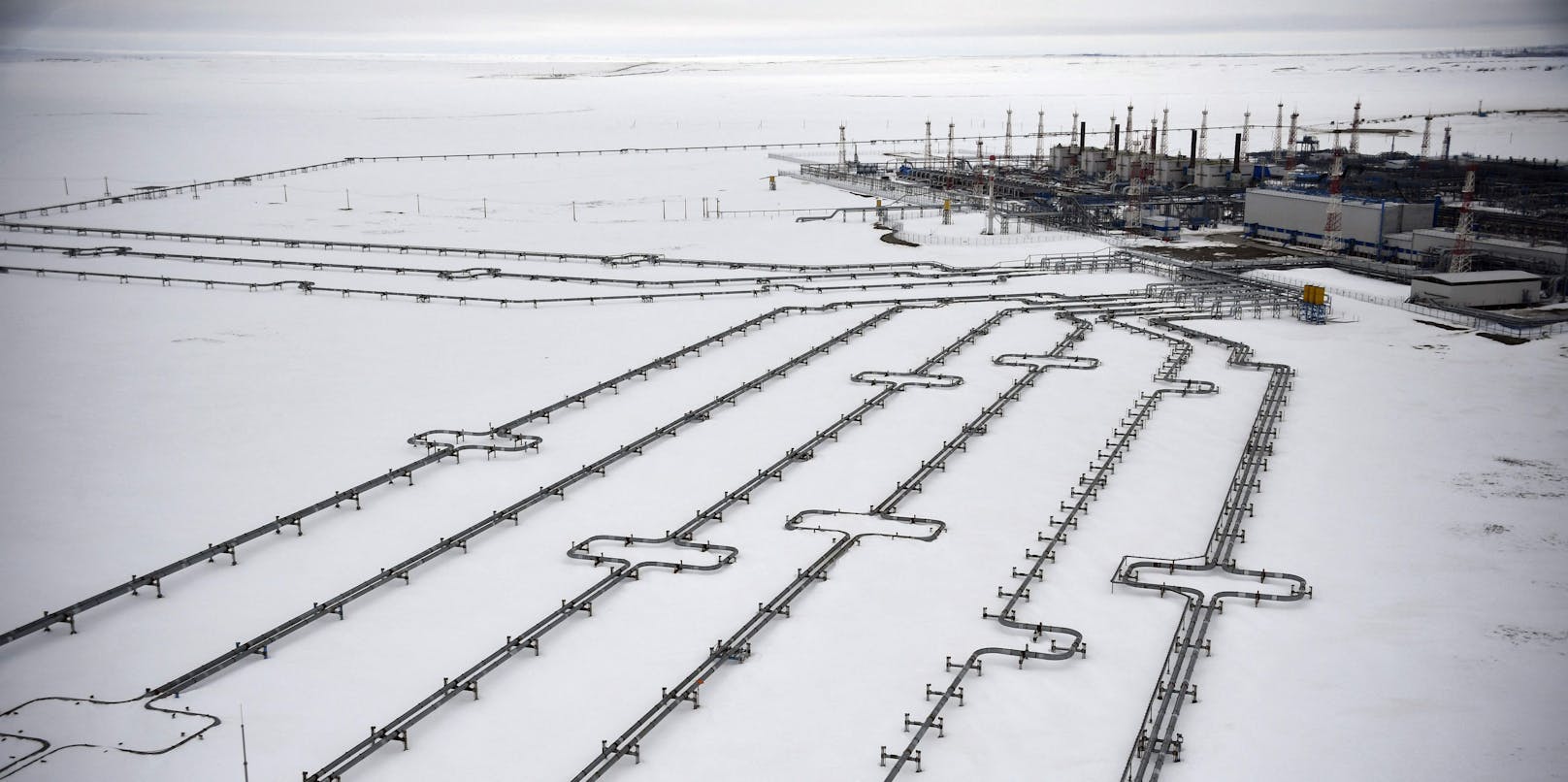 Das russische Bovanenkovo-Gasfeld in der Arktis - von hier kommt viel Gas nach Europa, auch nach Österreich.