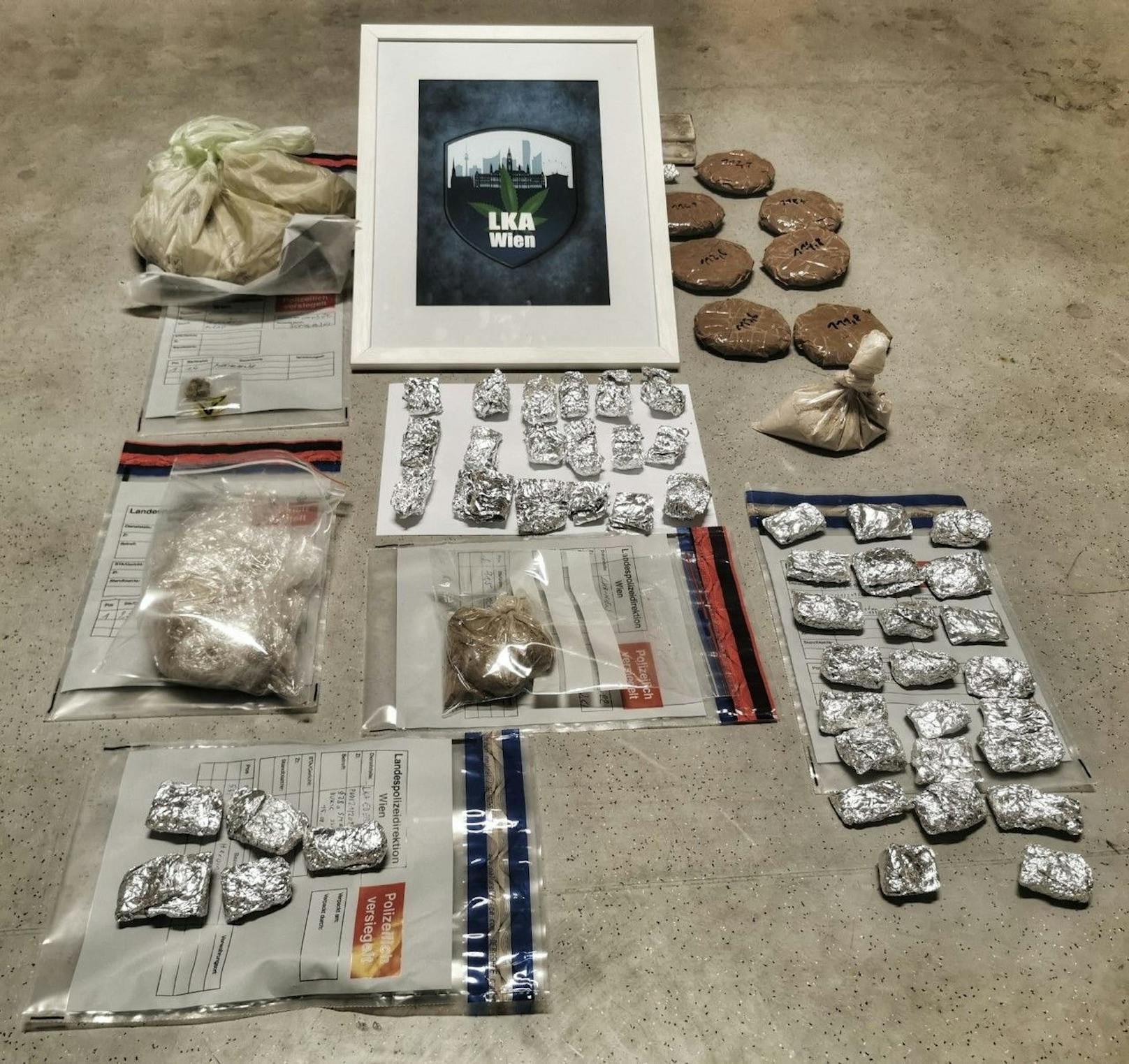 Das Landeskriminalamt Wien veröffentlichte ein Foto der beschlagnahmten Drogen.