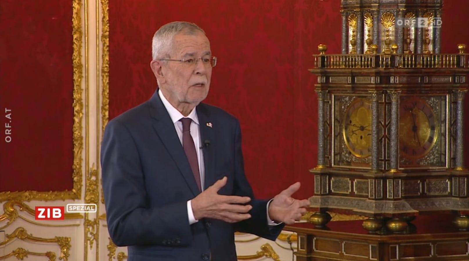 Bundespräsident Alexander Van der Bellen im Interview mit dem ORF am 3. März 2022.