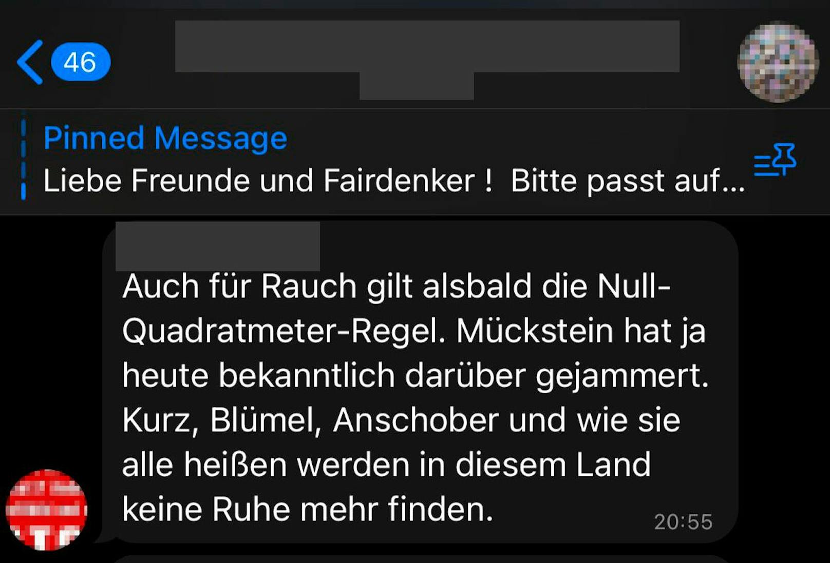 Hass-Nachrichten von "Quer-" und "Fairdenkern" in Telegram-Gruppen gegen den neuen Gesundheitsminister Johannes Rauch – noch vor dessen Amtsantritt.