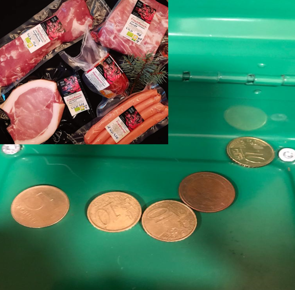 Diebe zahlen für Fleisch mit ein paar Cent.