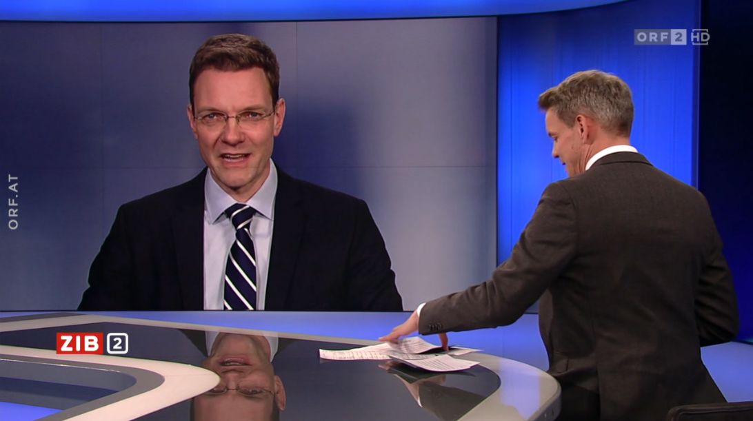 Nuklearexperte Georg Steinhauser in der ZIB2 bei Martin Thür am 4. März 2022.