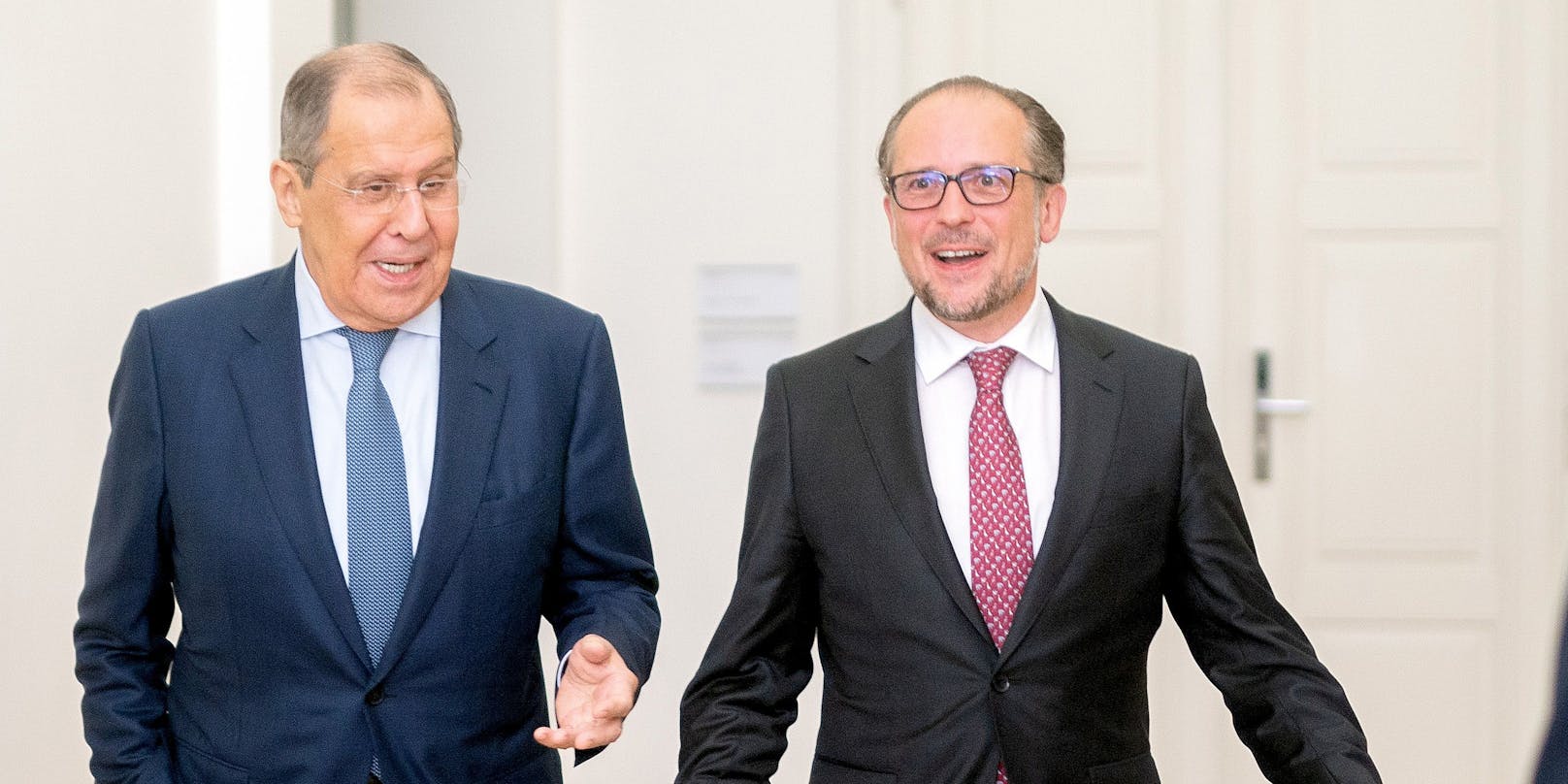 Außenminister der Russischen Föderation, Sergej Lawrow und Außenminister Alexander Schallenberg am 25. August 2021.