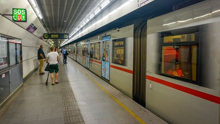 Vienna, Austria - July 25, 2018: Inside the metro station in Vienna