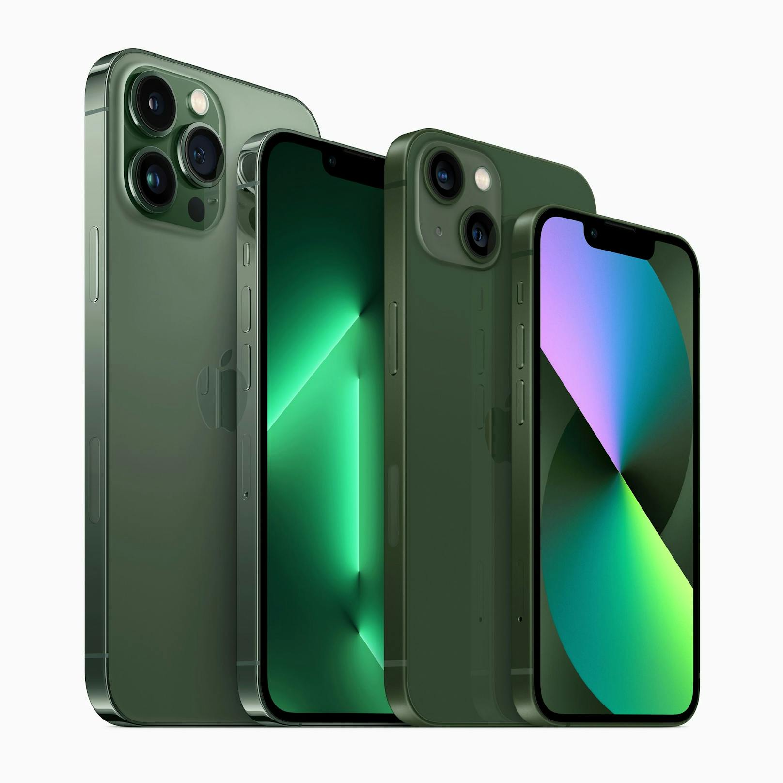 Das iPhone 13 gibt es zudem bald in neuen Farben, nämlich das iPhone 13 Pro in Alpingrün (ab 1.149 Euro) und das iPhone 13 in Grün (ab 799 Euro).